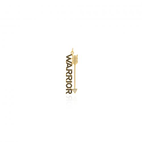 Befestigter Zirkonia Messing Anhänger, 18K vergoldet, Modeschmuck & DIY & Micro pave Zirkonia, schwarz, frei von Nickel, Blei & Kadmium, 12.50x50x2mm, verkauft von PC