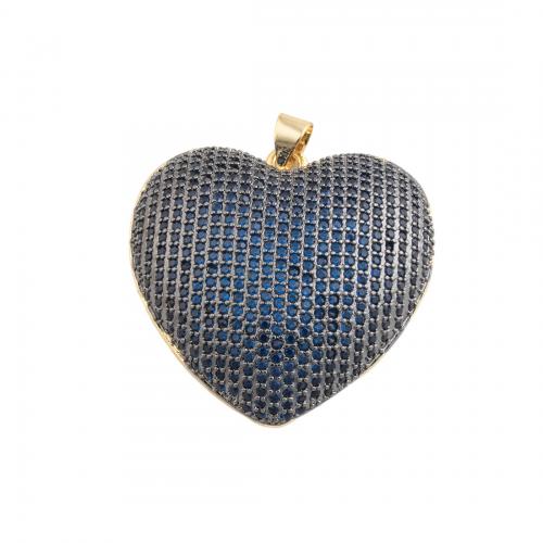 Cubic Zirconia Micro Pave Brass Pendant, Heart, fashion jewelry & Unisex & micro pave cubic zirconia, more colors for choice, nickel, lead & cadmium free, 30.50x31.50mm, Sold By PC