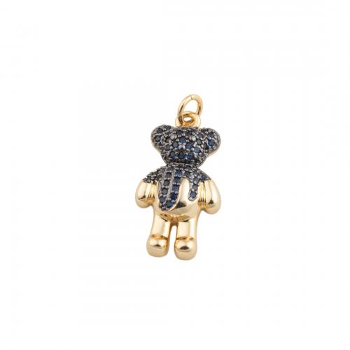 Cubic Zirconia Micro Pave Brass Pendant Bear fashion jewelry & Unisex & micro pave cubic zirconia nickel lead & cadmium free Sold By PC