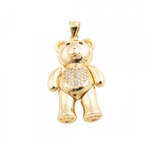 Cubic Zirconia Micro Pave Brass Pendant, Bear, fashion jewelry & Unisex & micro pave cubic zirconia, golden, nickel, lead & cadmium free, 30x16.50mm, Sold By PC