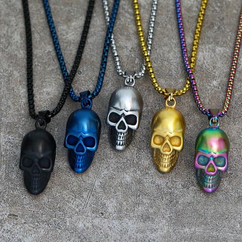 Titanium Steel Necklace Skull fashion jewelry & for man Length Approx 60 cm Sold By PC