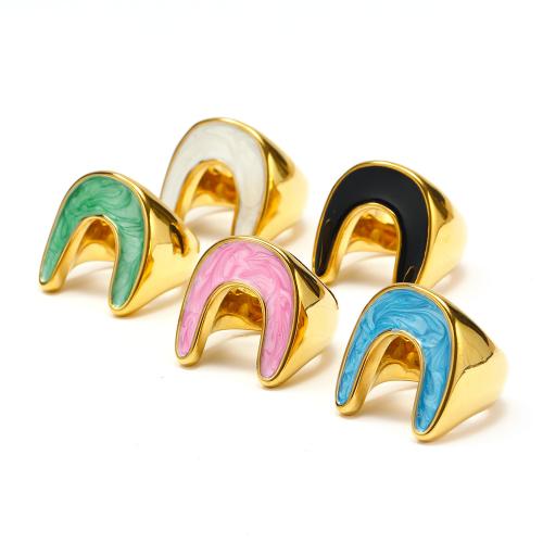 Titanium Steel Finger Ring, different size for choice & for woman & enamel & with rhinestone, more colors for choice, Sold By PC