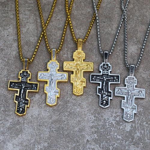Titanium Steel Necklace, Cross, fashion jewelry & different styles for choice & for man, more colors for choice, 30x59mm, Length:Approx 60 cm, Sold By PC