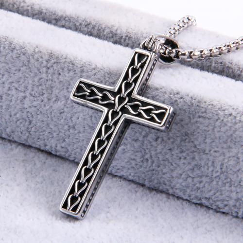 Titanium Steel Necklace, Cross, fashion jewelry & different styles for choice & for man, more colors for choice, 55x27mm, Length:Approx 60 cm, Sold By PC