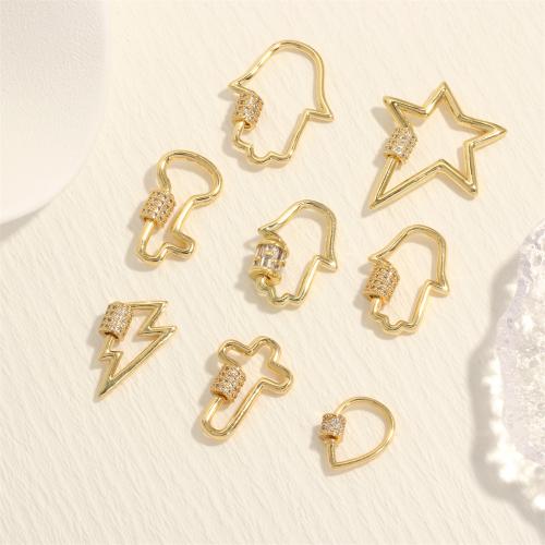 Brass Screw Clasp gold color plated DIY & micro pave cubic zirconia nickel lead & cadmium free Sold By PC