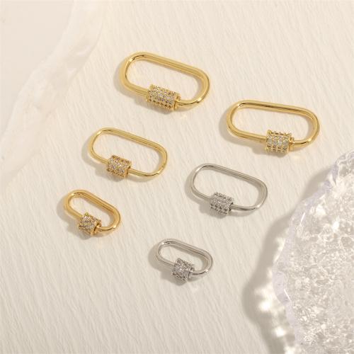 Brass Screw Clasp silver color plated DIY & micro pave cubic zirconia nickel lead & cadmium free Sold By PC