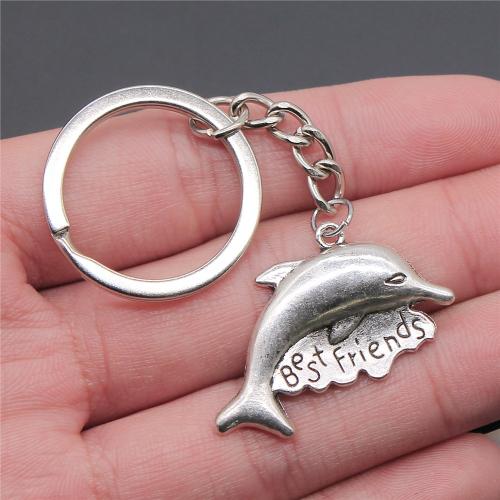 Zinc Alloy Key Clasp with Iron Dolphin plated fashion jewelry silver color nickel lead & cadmium free Sold By PC