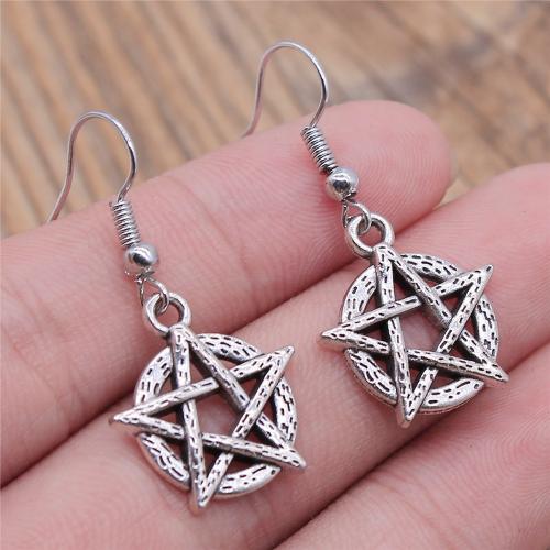 Zinc Alloy Drop Earrings Star plated fashion jewelry silver color nickel lead & cadmium free Sold By Pair