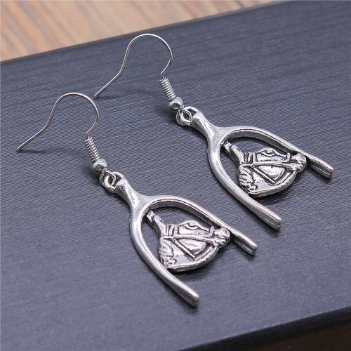 Zinc Alloy Drop Earrings plated fashion jewelry silver color nickel lead & cadmium free Sold By Pair