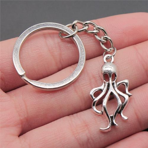 Tibetan Style Key Clasp, with Iron, Octopus, plated, fashion jewelry, more colors for choice, nickel, lead & cadmium free, 32x17mm, Sold By PC