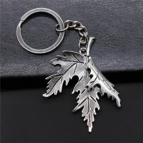 Tibetan Style Key Clasp, with Iron, Leaf, plated, fashion jewelry, more colors for choice, nickel, lead & cadmium free, 55x45mm, Sold By PC