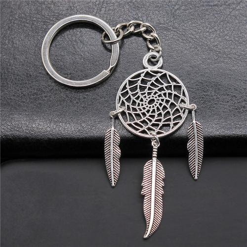 Zinc Alloy Key Clasp with Iron Dream Catcher plated fashion jewelry silver color nickel lead & cadmium free Sold By PC