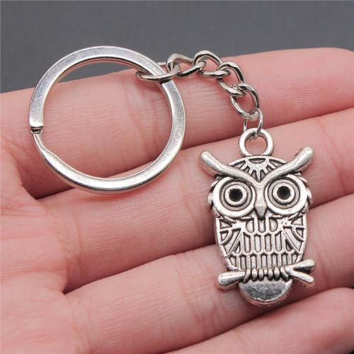 Tibetan Style Key Clasp, with Iron, Owl, plated, fashion jewelry, more colors for choice, nickel, lead & cadmium free, 33x21mm, Sold By PC