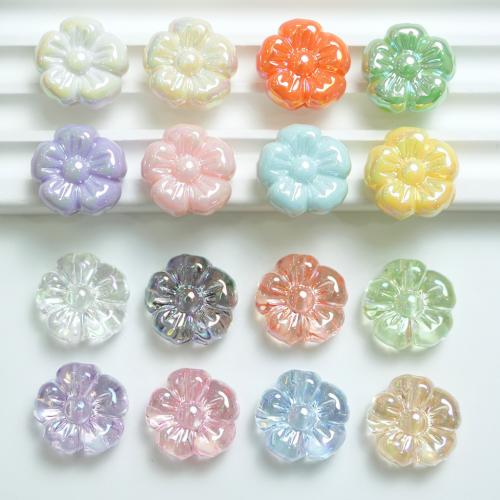 Plated Acrylic Beads, Flower, UV plating, DIY, more colors for choice, 19x10mm, Hole:Approx 3mm, Approx 10PCs/Bag, Sold By Bag