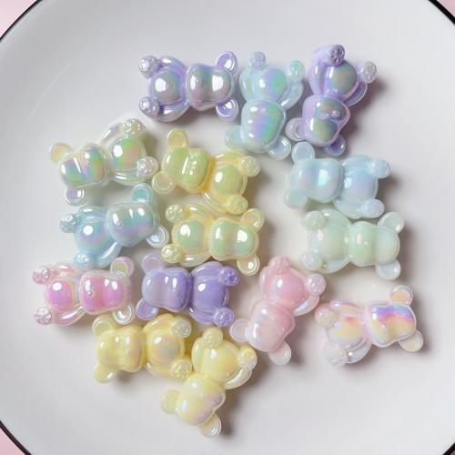 Plated Acrylic Beads, Bear, UV plating, gradient color & DIY & luminated, more colors for choice, 24x34mm, Hole:Approx 2.8mm, Approx 5PCs/Bag, Sold By Bag