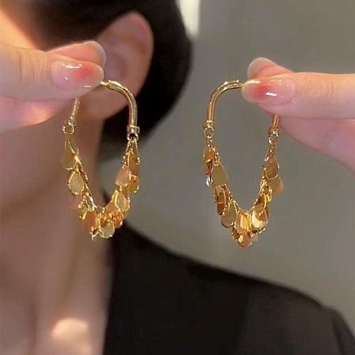 Zinc Alloy Tassel Earring gold color plated fashion jewelry & for woman 60mm Sold By Pair