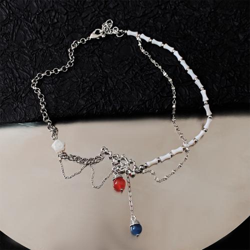 Zinklegierung Halskette, mit Türkis & Harz, plattiert, verschiedene Stile für Wahl & Micro pave Zirkonia & für Frau, Länge ca. 16-20 ZollInch, verkauft von PC