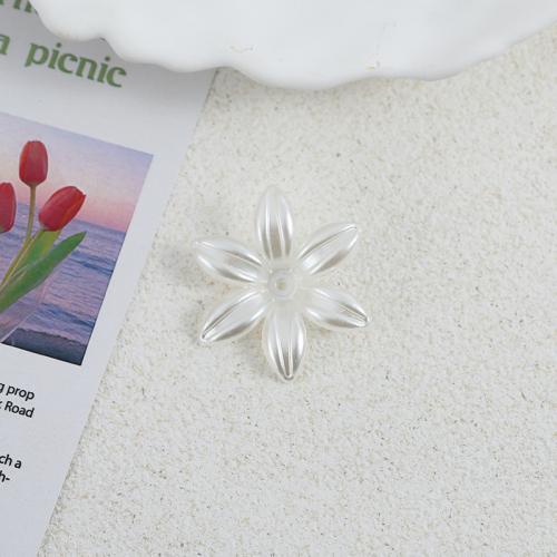 Plastic Beads Flower painted DIY white Approx Sold By Bag