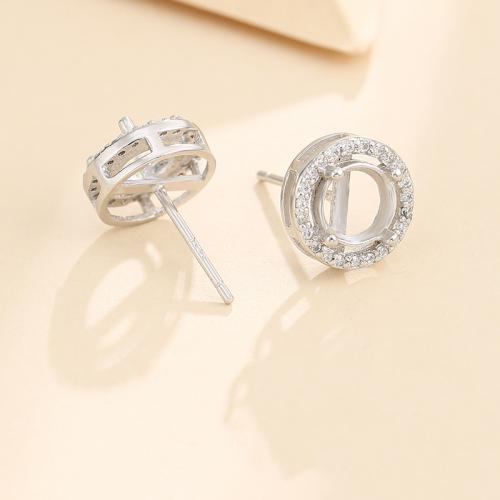 925 Sterling Silver Earring Post DIY & micro pave cubic zirconia nickel lead & cadmium free Sold By Pair