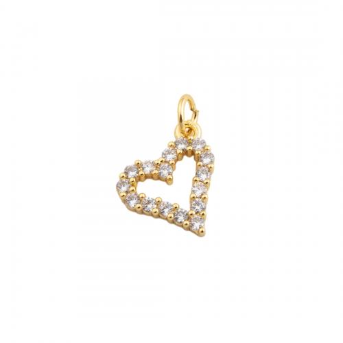 Cubic Zirconia Micro Pave Brass Pendant Heart fashion jewelry & micro pave cubic zirconia & for woman golden nickel lead & cadmium free Sold By PC