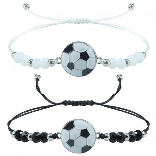 Fashion Bracelet & Bangle Jewelry Knot Cord with Resin & Zinc Alloy Football silver color plated fashion jewelry & Unisex & adjustable & enamel 18mm Length Approx 9-28 cm Sold By PC