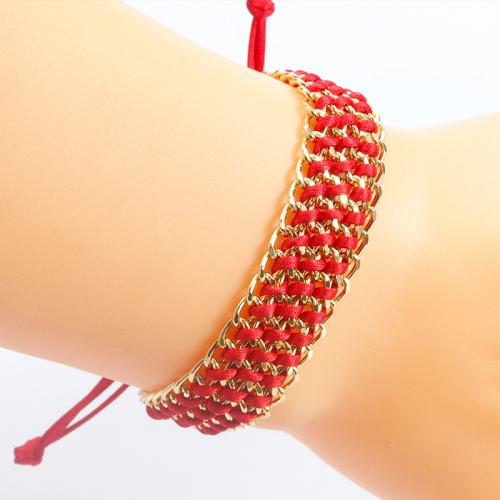 Bijoux bracelets de mode, Cordon de noeud, avec alliage de zinc, fait à la main, bijoux de mode & unisexe & réglable, plus de couleurs à choisir, Longueur:Environ 10-28 cm, Vendu par PC