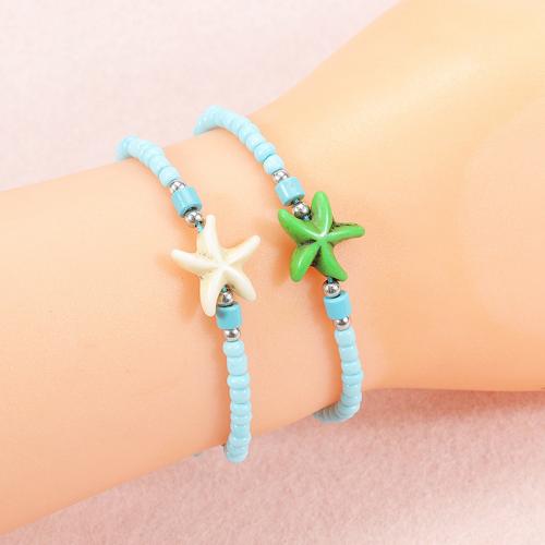 Fashion Bracelet & Bangle Jewelry Knot Cord with Glass & Zinc Alloy Star handmade fashion jewelry & Unisex & adjustable Length Approx 10-28 cm Sold By PC