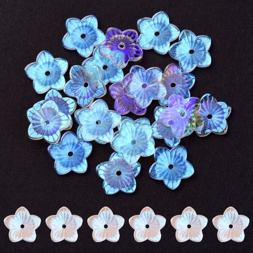 Fashion Glass Beads, Flower, AB color plated, DIY, Approx 20PCs/Bag, Sold By Bag