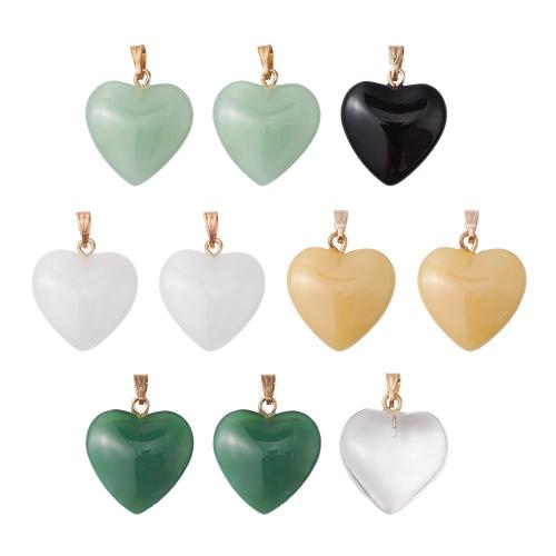 Gemstone Pendants Jewelry Glass with Iron Heart painted DIY mixed colors nickel lead & cadmium free Sold By Bag