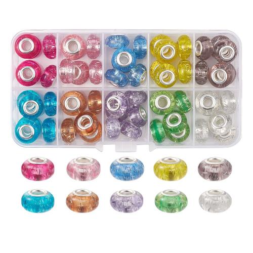 Glas mit Kunststoff Kasten, rund, DIY, gemischte Farben, frei von Nickel, Blei & Kadmium, 128x69x22mm, 60PCs/Box, verkauft von Box