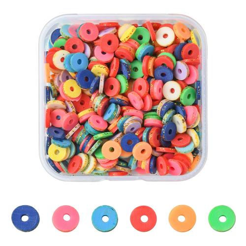 Polymer Clay Beads, with Plastic Box, Round, DIY, more colors for choice, 55x55x20mm, 380PCs/Box, Sold By Box