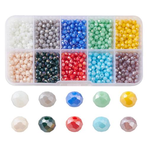 Glass DIY Jewelry Set, with Plastic Box, Rectangle, mixed colors, 128x69x22mm, 1000PCs/Box, Sold By Box