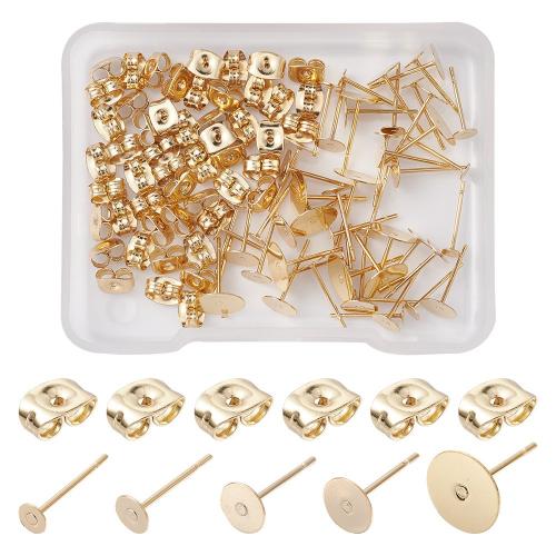 Stainless Steel Earring Stud Component 304 Stainless Steel with Plastic gold color plated DIY Sold By Box