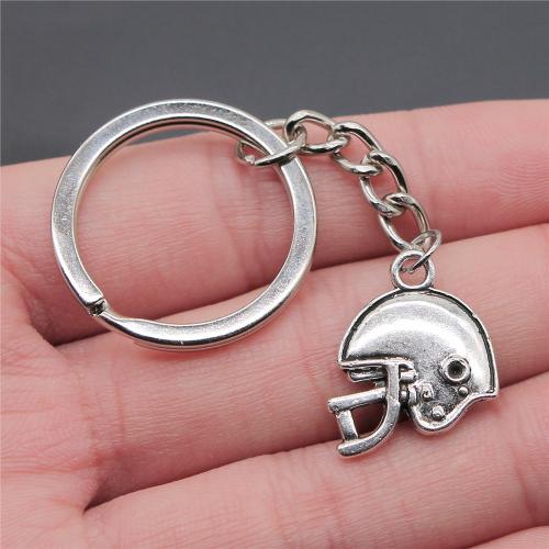 Tibetan Style Key Clasp, with Iron, Helmet, plated, fashion jewelry, silver color, nickel, lead & cadmium free, 29x19mm, Sold By PC