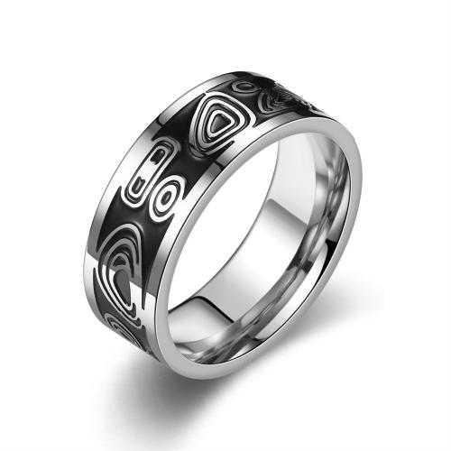 Edelstahl Ringe, 304 Edelstahl, plattiert, Modeschmuck & verschiedene Größen vorhanden, Silberfarbe, Größe:7-13, verkauft von PC