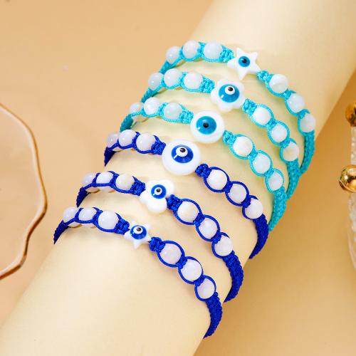 Evil Eye Schmuck Armband, Baumwollfaden, mit Harz, handgemacht, Modeschmuck & unisex & verschiedene Stile für Wahl, frei von Nickel, Blei & Kadmium, Länge:ca. 6.29-11.02 ZollInch, verkauft von PC