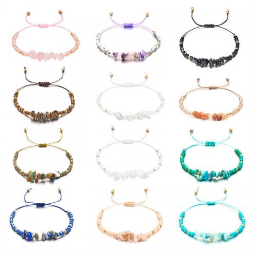 Chain Woven Bracelets Cotton Thread with Stone & Crystal handmade fashion jewelry & for woman nickel lead & cadmium free Length Approx 6.29-10.23 Inch Sold By PC