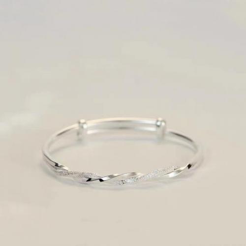 925 Sterling Silver Bangle Bracelet, Adjustable & fashion jewelry & for woman, nickel, lead & cadmium free, 62x62mm, Sold By PC
