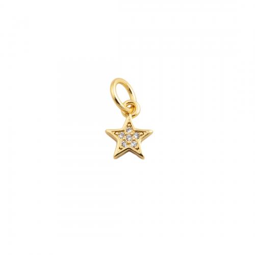 Cubic Zirconia Micro Pave Brass Pendant, Star, fashion jewelry & micro pave cubic zirconia & for woman, golden, nickel, lead & cadmium free, 9.50x7.50mm, Sold By PC