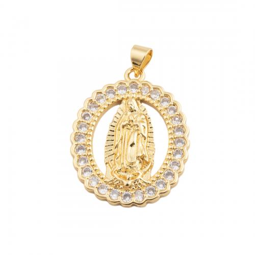 Cubic Zirconia Micro Pave Brass Pendant, fashion jewelry & Unisex & micro pave cubic zirconia, golden, nickel, lead & cadmium free, 28x23.50mm, Sold By PC