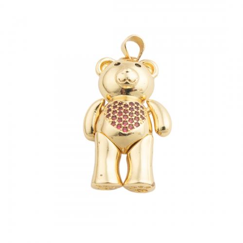 Cubic Zirconia Micro Pave Brass Pendant Bear fashion jewelry & Unisex & micro pave cubic zirconia golden nickel lead & cadmium free Sold By PC