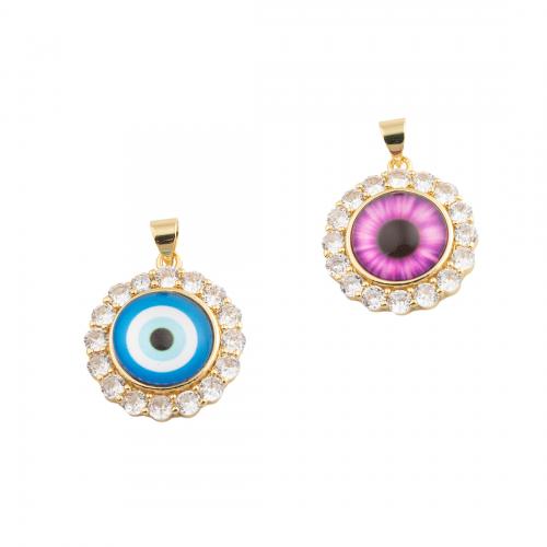 Evil Eye Pendants Brass fashion jewelry & Unisex & micro pave cubic zirconia golden nickel lead & cadmium free Sold By PC
