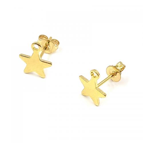 Titanium Steel Earring Stud Component, Star, gold color plated, DIY, golden, Sold By PC