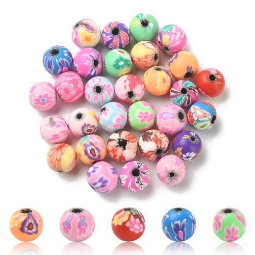 Polymer Ton Perlen , rund, DIY, gemischte Farben, 30PCs/Tasche, verkauft von Tasche