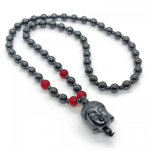 Hématite collier de chandail, poli, unisexe, noire, Longueur:50 cm, Vendu par PC