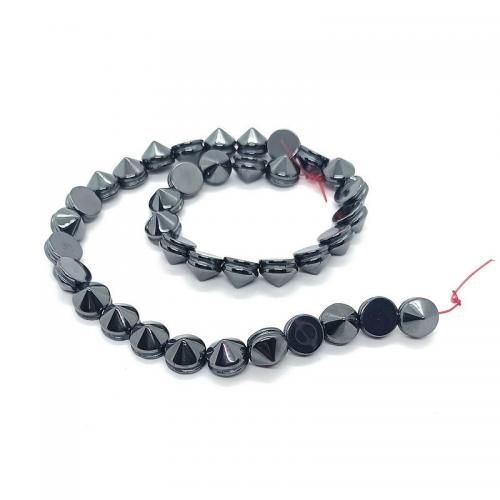 Nicht-magnetische Hämatit Perlen, poliert, DIY, schwarz, 9mm, 42PCs/Strang, verkauft per 40 cm Strang