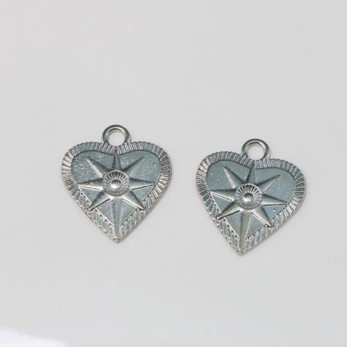Zinc Alloy Heart Pendants plated DIY silver color nickel lead & cadmium free Sold By PC