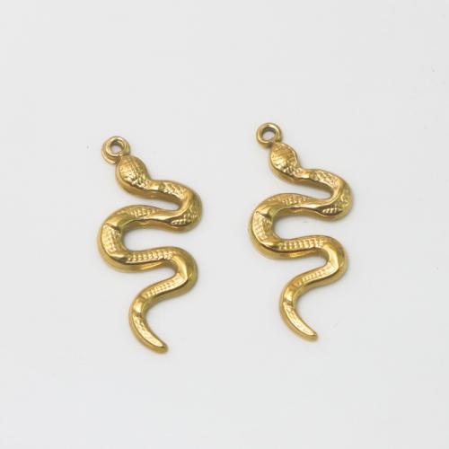 Stainless Steel Animal Pendants 304 Stainless Steel Snake plated DIY golden Sold By PC