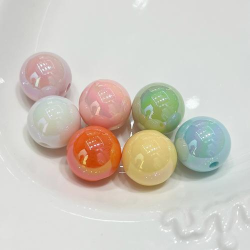 Belagte akryl perler, Runde, UV plating, du kan DIY & forskellig størrelse for valg, flere farver til valg, Ca. 10pc'er/Bag, Solgt af Bag
