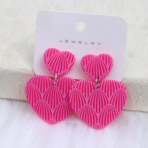 Acrylic Jewelry Earring, Heart, printing, fashion jewelry & for woman, more colors for choice, 46x34mm, Sold By Pair